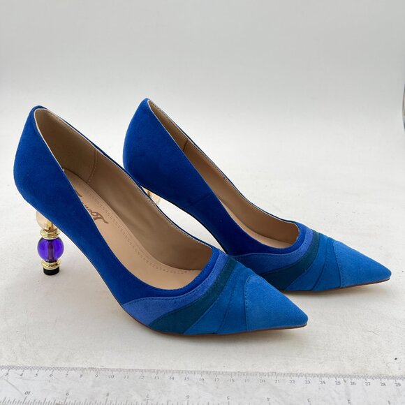 FOWT Blue Gradient Pointed Toe Party Pumps Jewelry High Heel Colorful Shoes - Picture 3 of 7